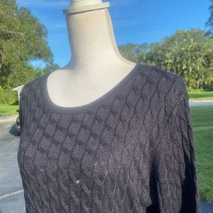 Black Shimmer Cable Knit Sweater